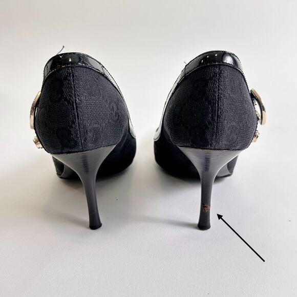 Vintage Gucci by Tom Ford Size 37.5 GG Logo Canvas Pointed Toe Heels/Pumps - Picture 9 of 11